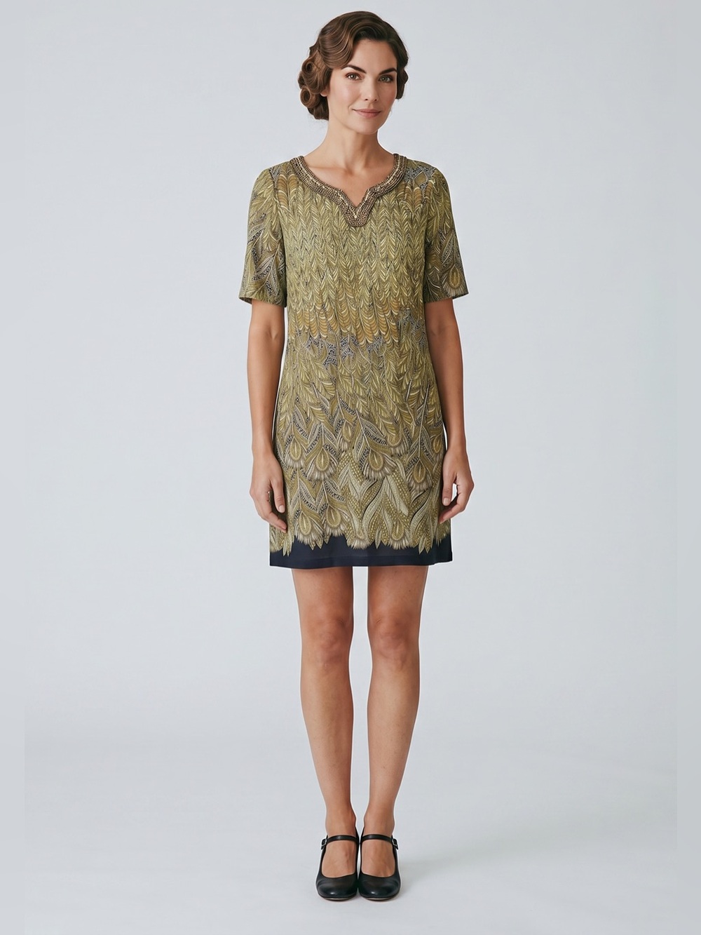 Melissa Paige beaded neck Dress. Size Large GUC